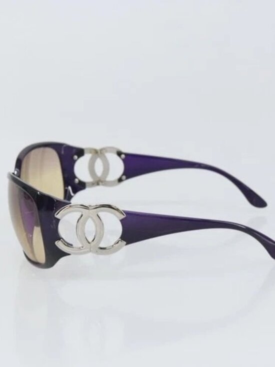 CHANEL Sunglasses plastic Purple CC Auth SW2002 main image 7